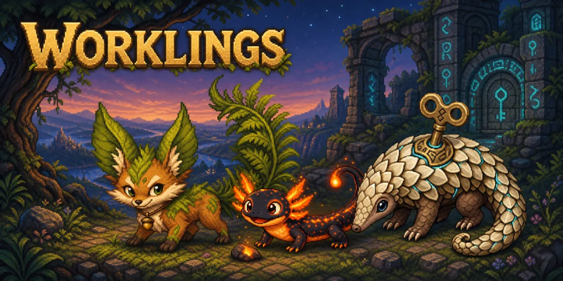 Wildkin, Elemental, and Relicborn Worklings gathered in a magical woodland
